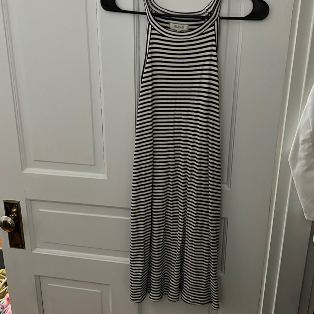 madewell navy stripe dress